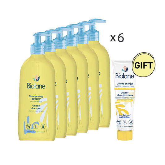 【Bulk Buy 6pcs】Biolane Gentle Shampoo (350ml) Free: Diaper Change Cream 100ml