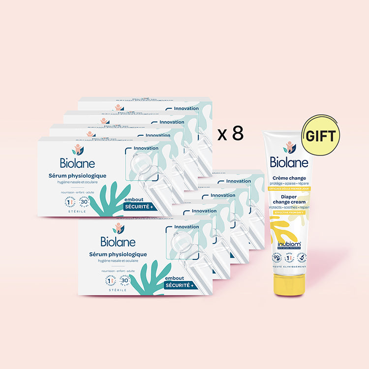 Biolane Physiological Saline Solution - 5ml x 30 (8 boxes) FREE: Diaper Change Cream 100ml
