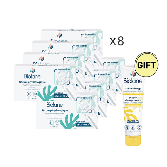 【Bulk Buy 8pcs】Biolane Physiological Saline Solution (5ml x 30) Free: Diaper Change Cream 100ml